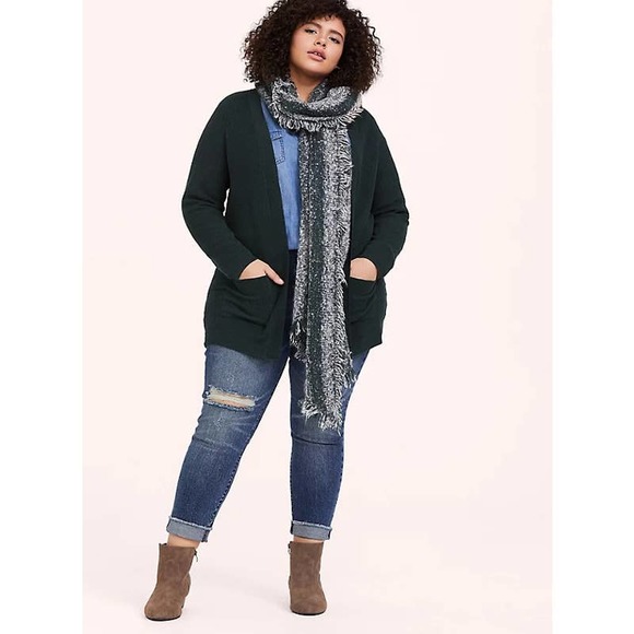 NWT Torrid Green Open Front Cardigan Sweater Top Pockets Plus Size: 5X (28) - Picture 3 of 4